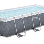 בריכת מסגרת פלדה מלבנית של Bestway Steel Pro Max בצבע אפור, עם תומכים מתכתיים | yrz
