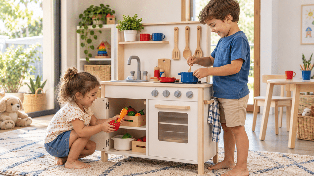 מטבח עץ לילדים: מה ילדים באמת עושים איתו בכל גיל