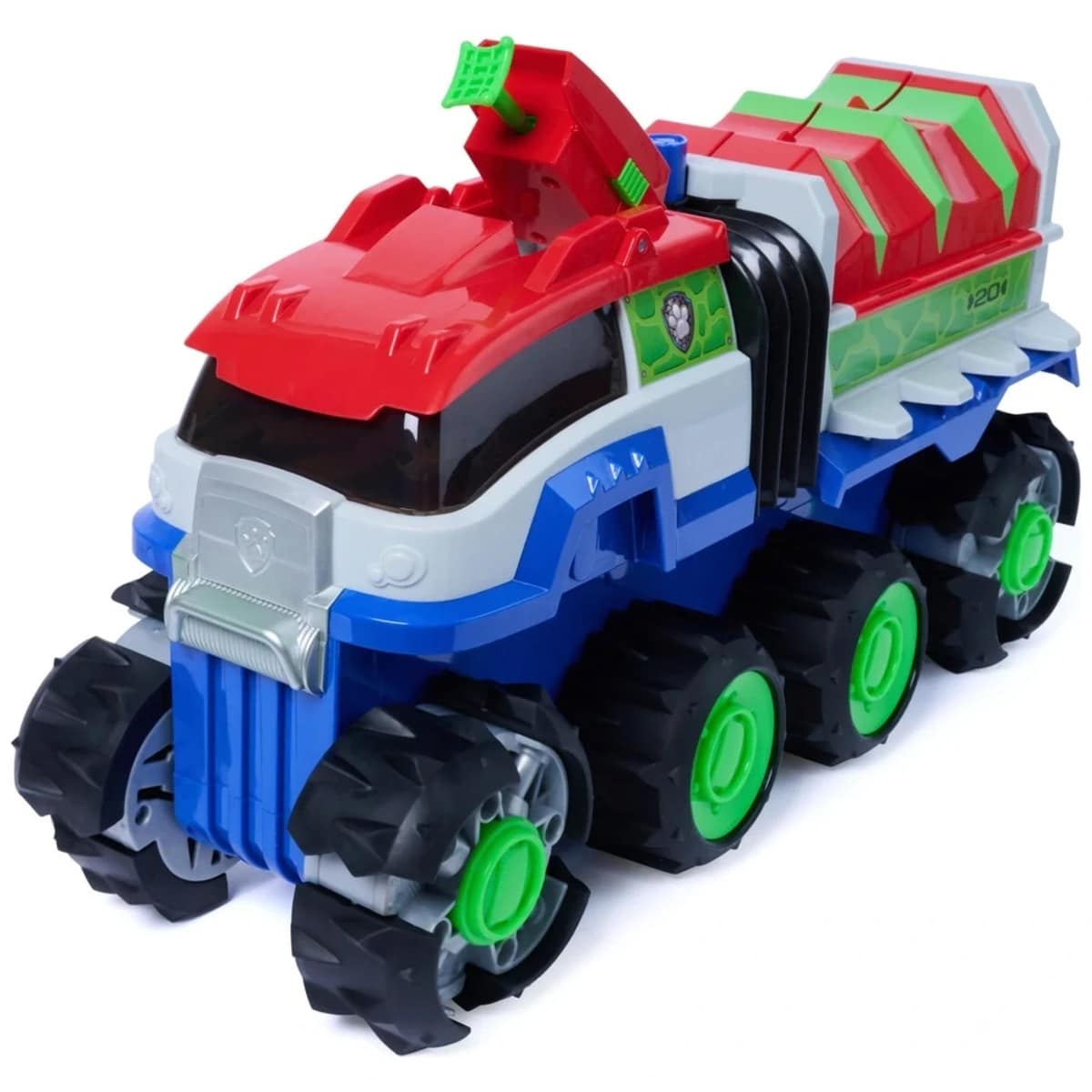רכב דינו ענק ממונע מפרץ ההרפתקאות – סרט דינו 54115H | yrz רכב צעצוע דינו ענק ממונע בצבעי אדום, כחול וירוק עם גלגלים גדולים | yrz